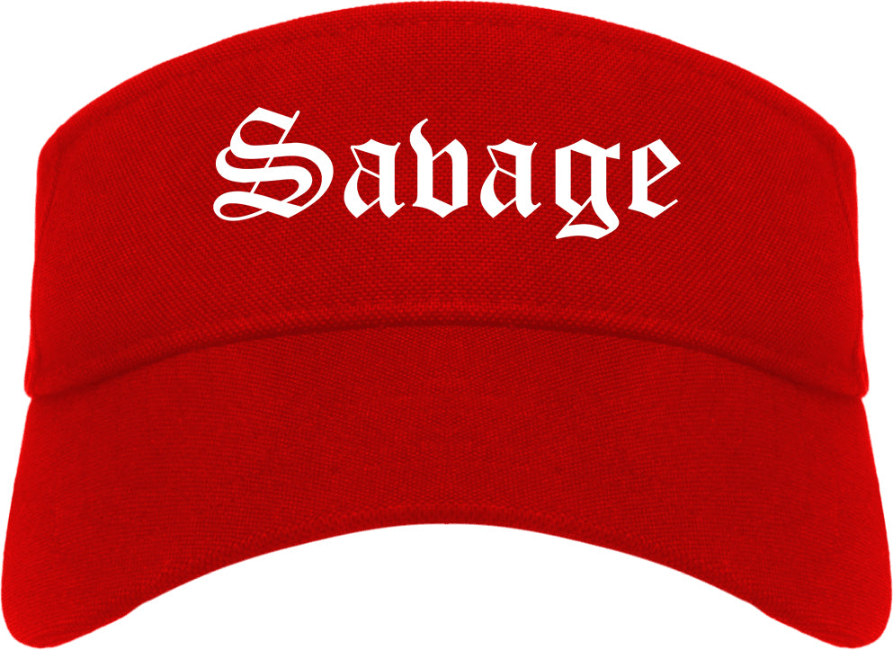 Savage Minnesota MN Old English Mens Visor Cap Hat Red