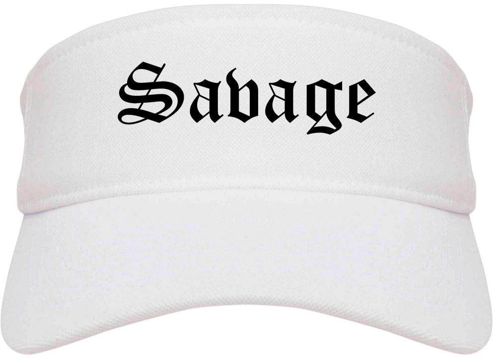 Savage Minnesota MN Old English Mens Visor Cap Hat White