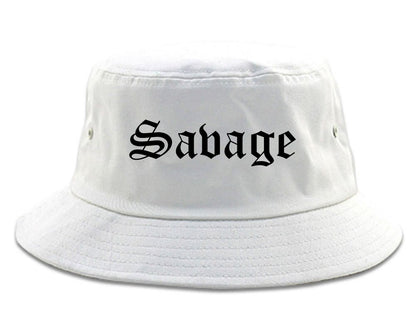 Savage Minnesota MN Old English Mens Bucket Hat White