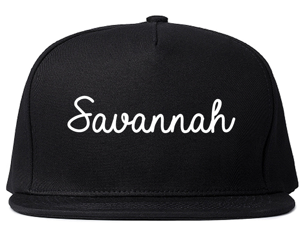 Savannah Georgia GA Script Mens Snapback Hat Black