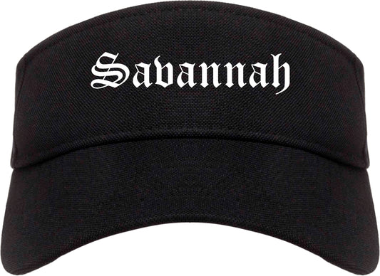 Savannah Georgia GA Old English Mens Visor Cap Hat Black