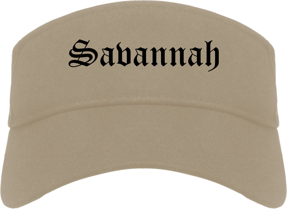 Savannah Georgia GA Old English Mens Visor Cap Hat Khaki