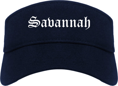 Savannah Georgia GA Old English Mens Visor Cap Hat Navy Blue
