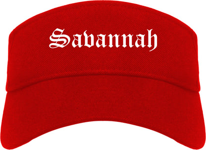 Savannah Georgia GA Old English Mens Visor Cap Hat Red