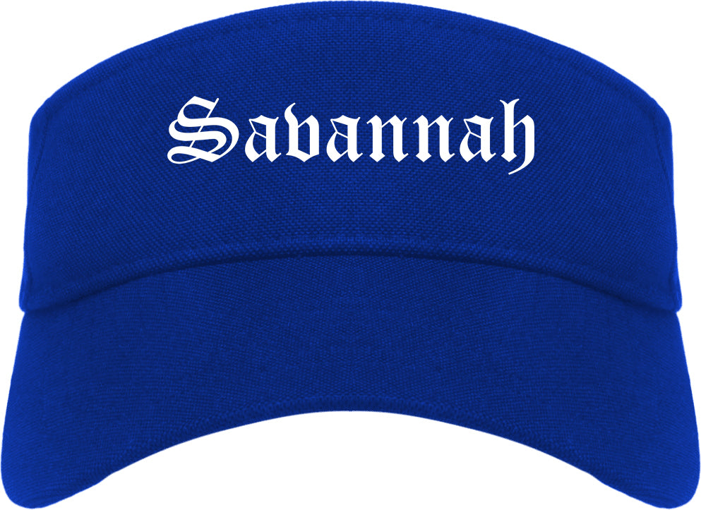 Savannah Georgia GA Old English Mens Visor Cap Hat Royal Blue
