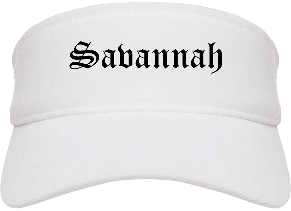 Savannah Georgia GA Old English Mens Visor Cap Hat White