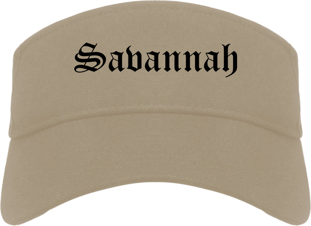Savannah Missouri MO Old English Mens Visor Cap Hat Khaki