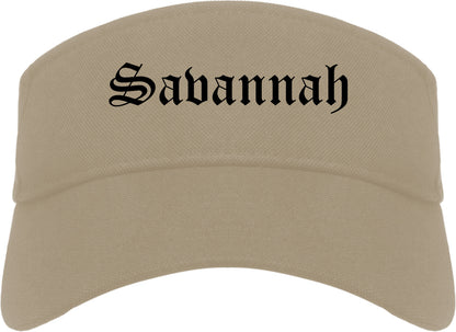 Savannah Missouri MO Old English Mens Visor Cap Hat Khaki