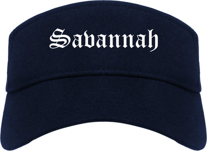 Savannah Missouri MO Old English Mens Visor Cap Hat Navy Blue