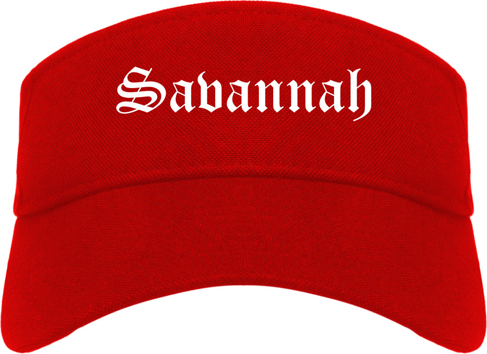 Savannah Missouri MO Old English Mens Visor Cap Hat Red