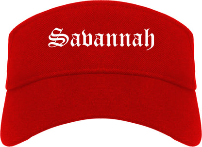 Savannah Missouri MO Old English Mens Visor Cap Hat Red