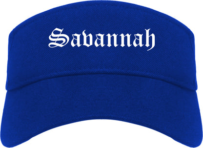 Savannah Missouri MO Old English Mens Visor Cap Hat Royal Blue