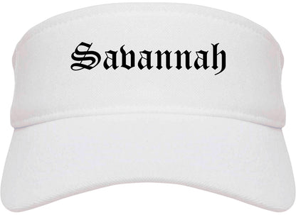 Savannah Missouri MO Old English Mens Visor Cap Hat White