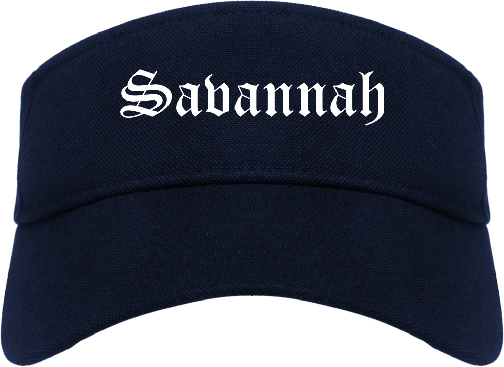 Savannah Tennessee TN Old English Mens Visor Cap Hat Navy Blue