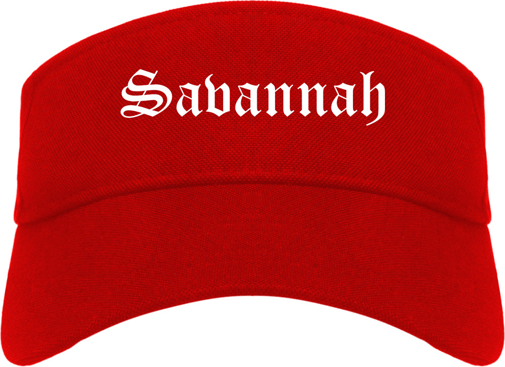 Savannah Tennessee TN Old English Mens Visor Cap Hat Red
