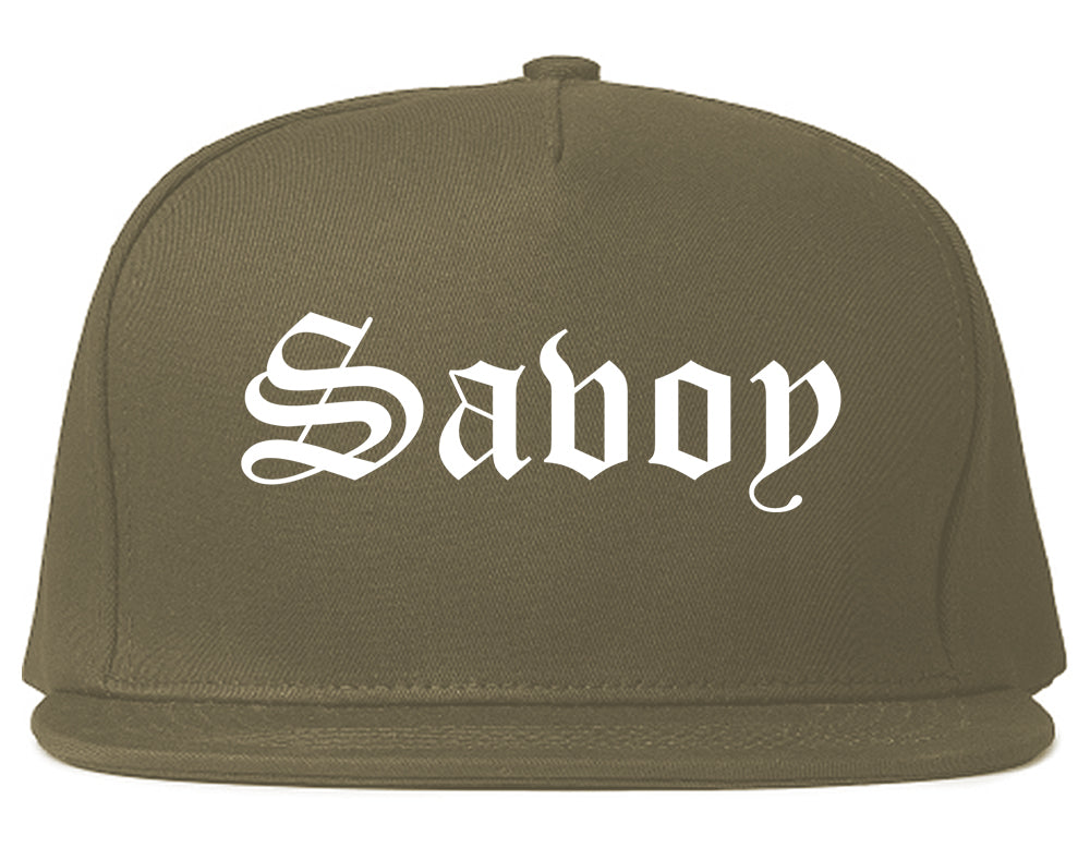 Savoy Illinois IL Old English Mens Snapback Hat Grey