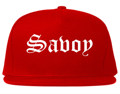 Savoy Illinois IL Old English Mens Snapback Hat Red
