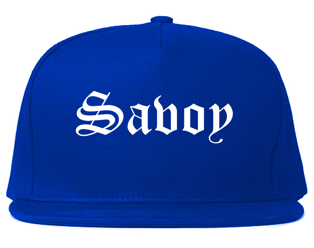 Savoy Illinois IL Old English Mens Snapback Hat Royal Blue