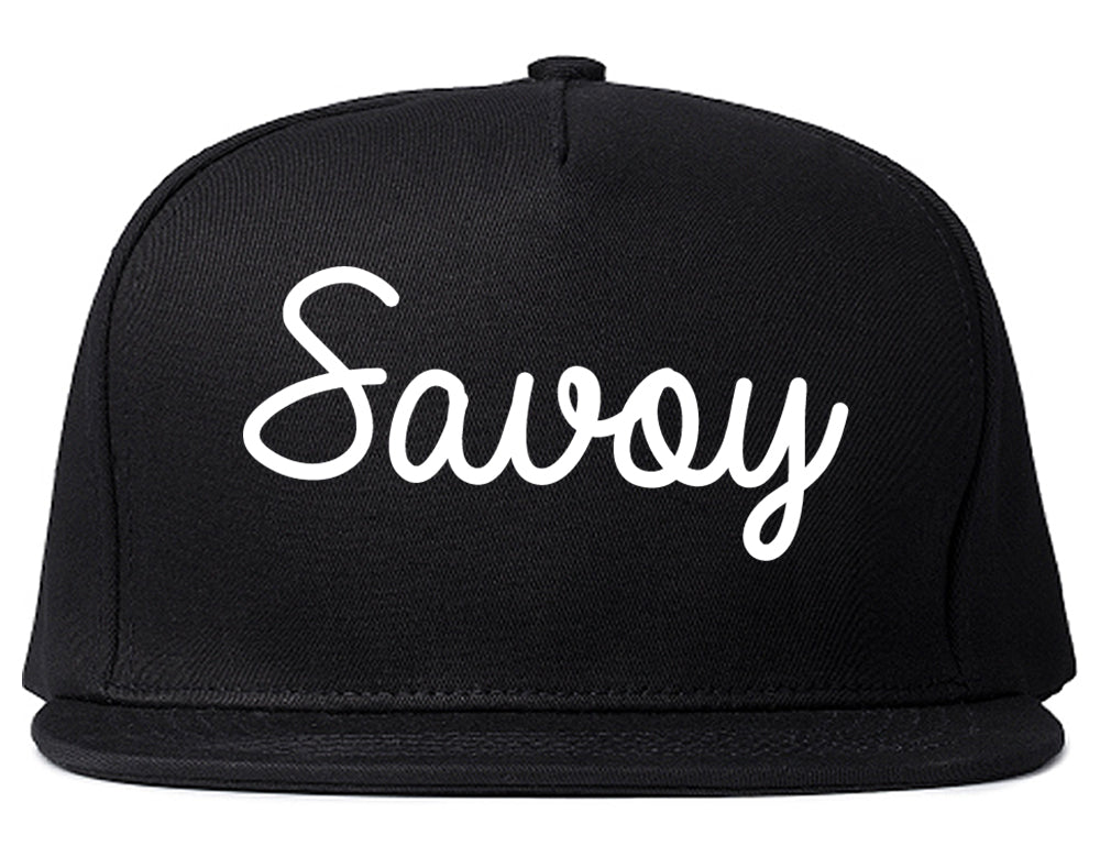 Savoy Illinois IL Script Mens Snapback Hat Black
