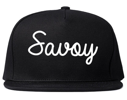 Savoy Illinois IL Script Mens Snapback Hat Black