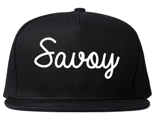 Savoy Illinois IL Script Mens Snapback Hat Black