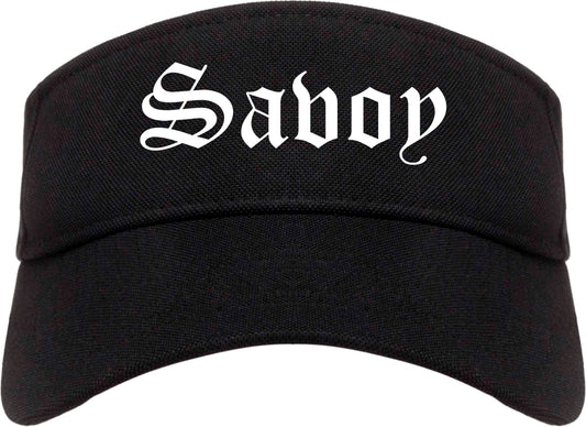 Savoy Illinois IL Old English Mens Visor Cap Hat Black