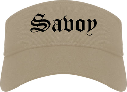 Savoy Illinois IL Old English Mens Visor Cap Hat Khaki