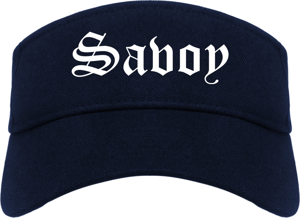 Savoy Illinois IL Old English Mens Visor Cap Hat Navy Blue