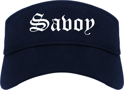 Savoy Illinois IL Old English Mens Visor Cap Hat Navy Blue
