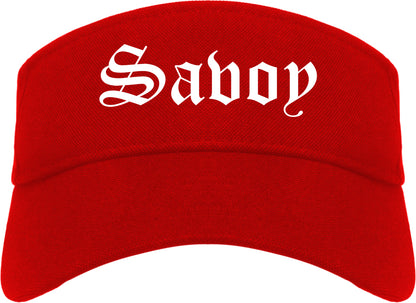 Savoy Illinois IL Old English Mens Visor Cap Hat Red