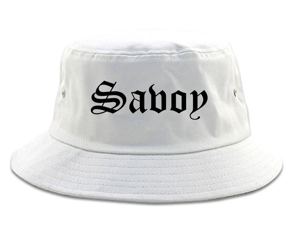 Savoy Illinois IL Old English Mens Bucket Hat White