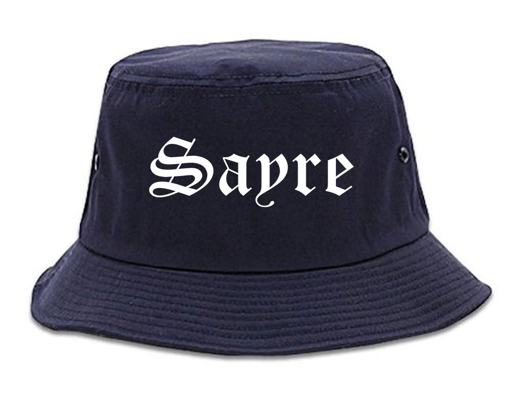 Sayre Oklahoma OK Old English Mens Bucket Hat Navy Blue