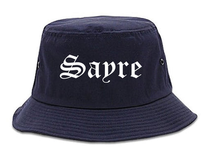 Sayre Oklahoma OK Old English Mens Bucket Hat Navy Blue