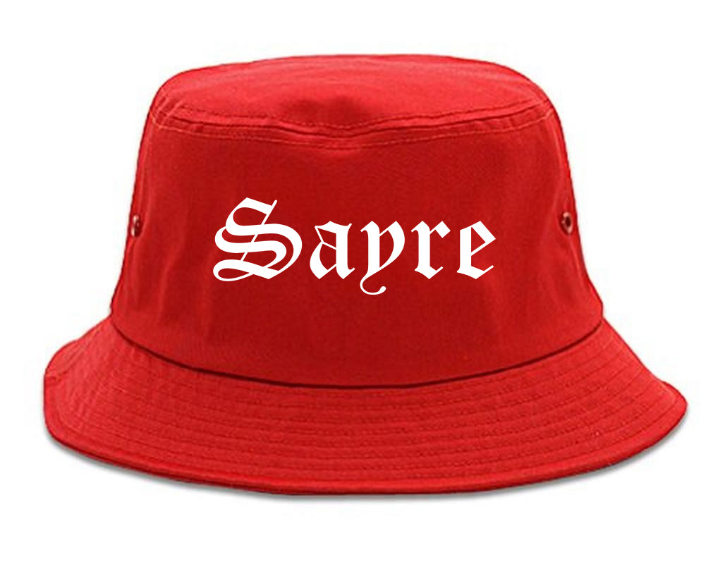 Sayre Oklahoma OK Old English Mens Bucket Hat Red