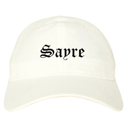 Sayre Oklahoma OK Old English Mens Dad Hat Baseball Cap White