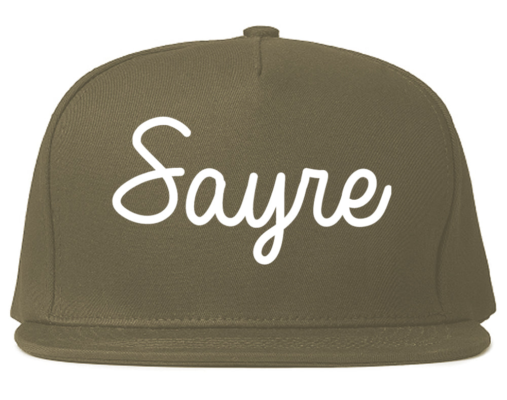 Sayre Oklahoma OK Script Mens Snapback Hat Grey