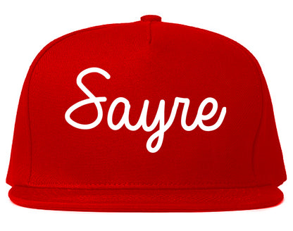 Sayre Oklahoma OK Script Mens Snapback Hat Red