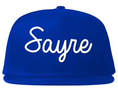 Sayre Oklahoma OK Script Mens Snapback Hat Royal Blue