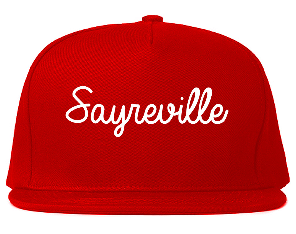 Sayreville New Jersey NJ Script Mens Snapback Hat Red