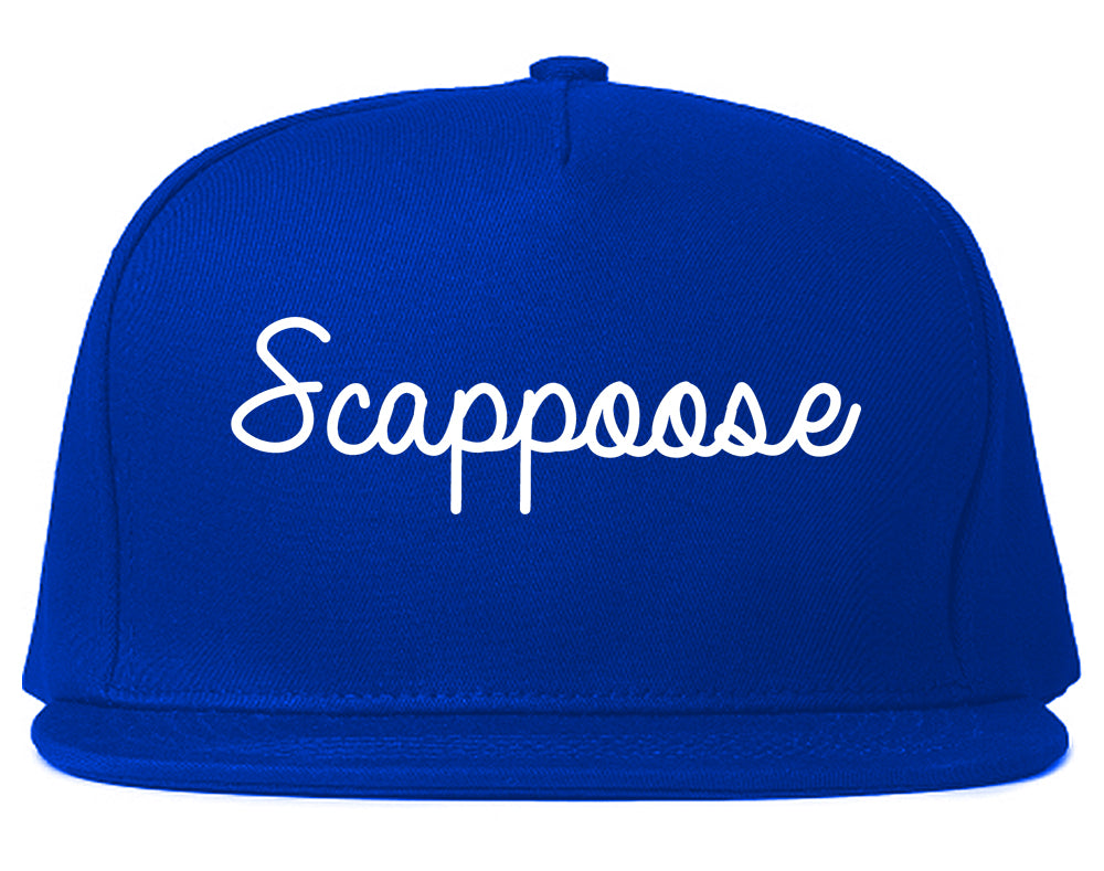 Scappoose Oregon OR Script Mens Snapback Hat Royal Blue