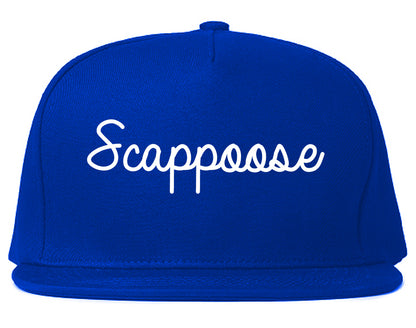 Scappoose Oregon OR Script Mens Snapback Hat Royal Blue