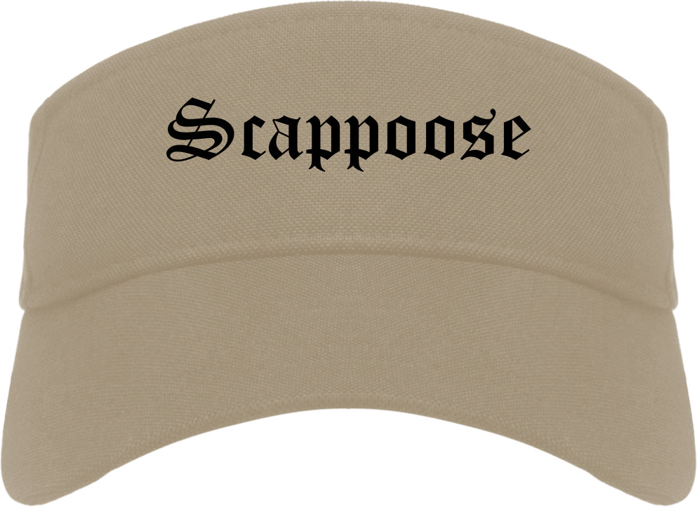 Scappoose Oregon OR Old English Mens Visor Cap Hat Khaki