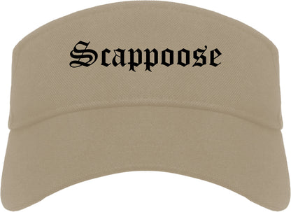 Scappoose Oregon OR Old English Mens Visor Cap Hat Khaki