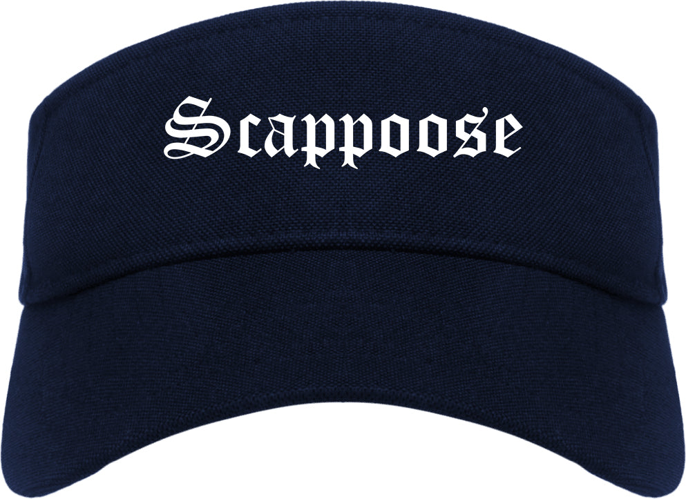 Scappoose Oregon OR Old English Mens Visor Cap Hat Navy Blue