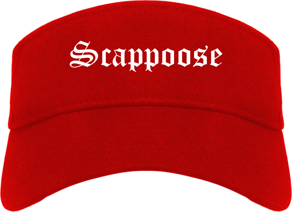 Scappoose Oregon OR Old English Mens Visor Cap Hat Red