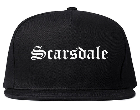 Scarsdale New York NY Old English Mens Snapback Hat Black