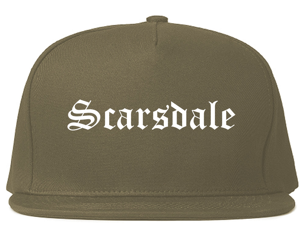 Scarsdale New York NY Old English Mens Snapback Hat Grey