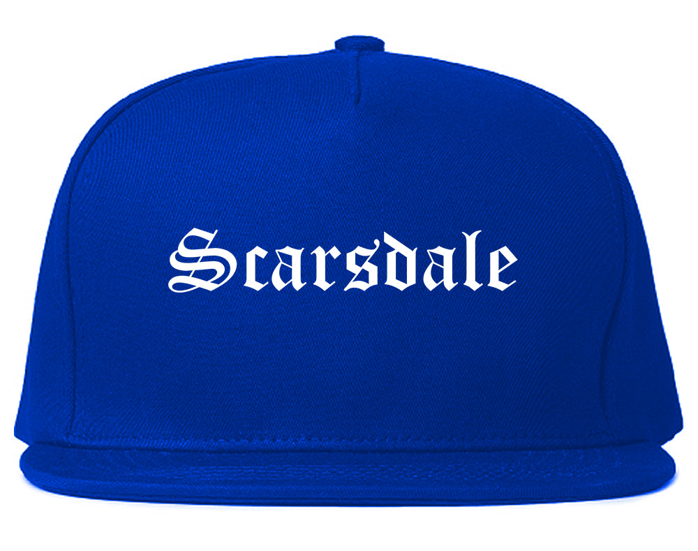 Scarsdale New York NY Old English Mens Snapback Hat Royal Blue