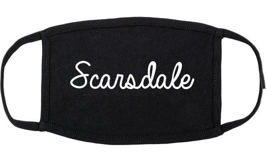 Scarsdale New York NY Script Cotton Face Mask Black