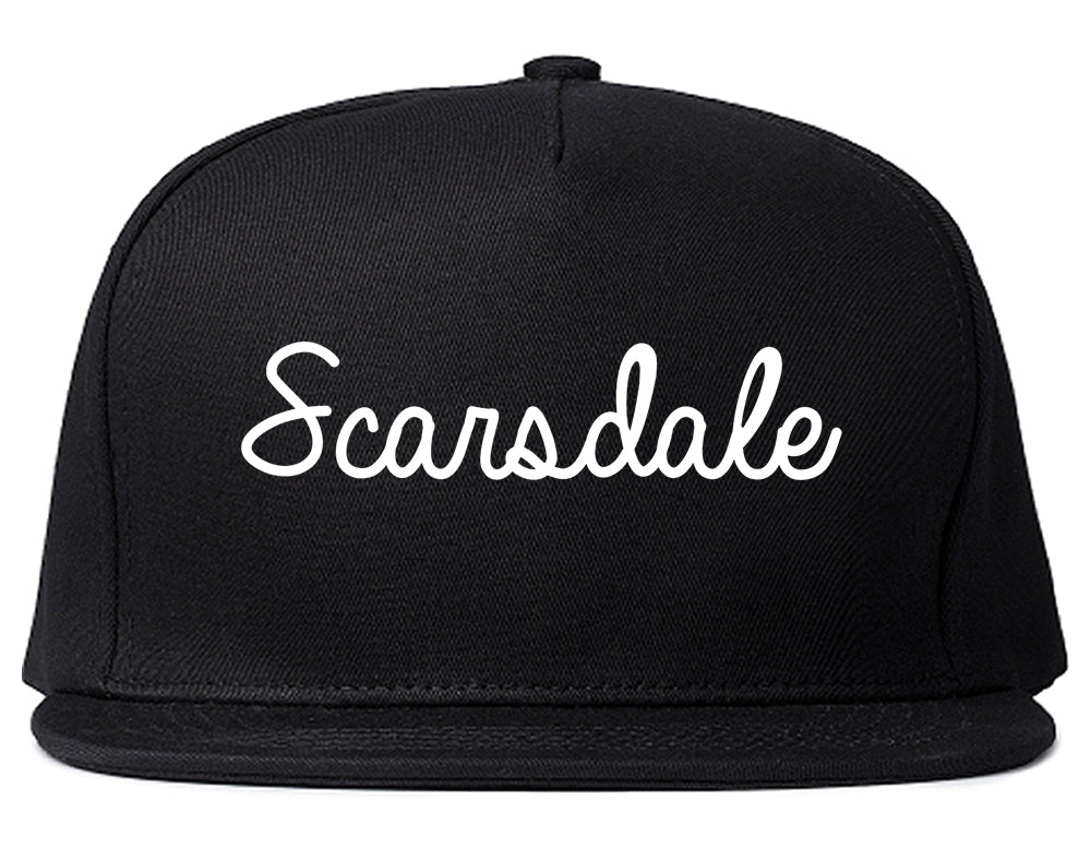 Scarsdale New York NY Script Mens Snapback Hat Black